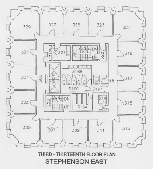 Stephenson east floors 3 through 13 floor plans