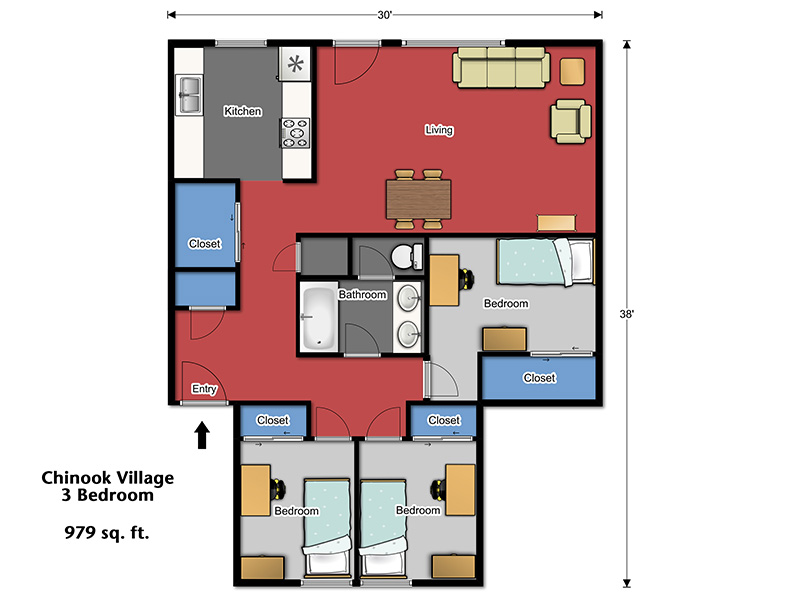 Chinook Three Bedroom Flat